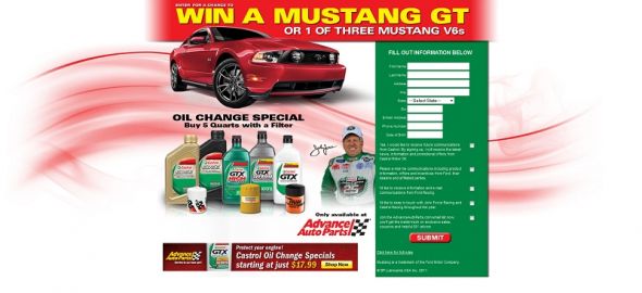 www.castrolmustangsweeps.com – Castrol Advance Mustang Sweepstakes www.castrolmustangsweeps.com – Castrol Advance Mustang Sweepstakes