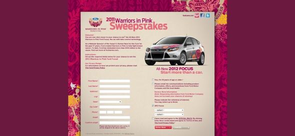 2011 Ford Warriors in Pink National Sweepstakes 2011 Ford Warriors in Pink National Sweepstakes