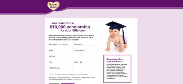 Parent’s Choice Infant Formula College Savings Sweepstakes Parent’s Choice Infant Formula College Savings Sweepstakes