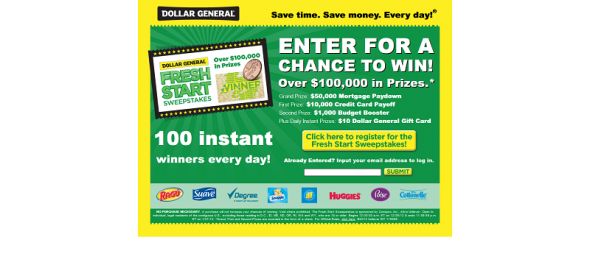 unileverpromotions.com/dollargeneral – Dollar General Fresh Start Sweepstakes unileverpromotions.com/dollargeneral – Dollar General Fresh Start Sweepstakes