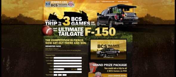 Ford F-150 BCS Tailgate Sweepstakes Ford F-150 BCS Tailgate Sweepstakes