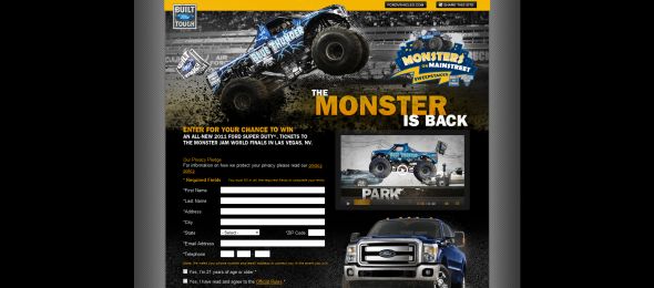 Ford Truck Monsters on Mainstreet Sweepstakes