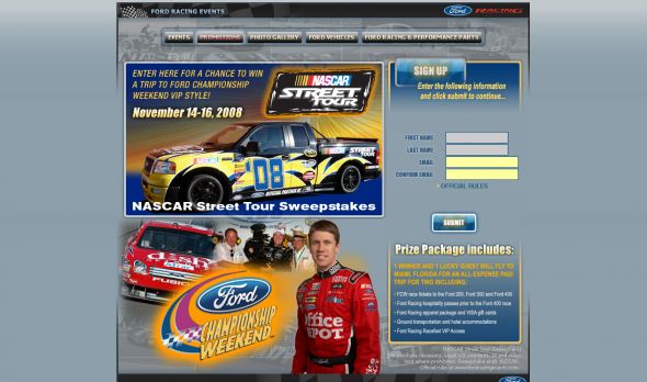 NASCAR Street Tour Sweepstakes Presented by Ford