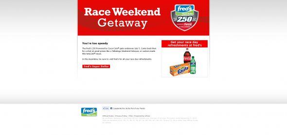 Fred’s 250 Powered by Coca-Cola Sweepstakes Fred’s 250 Powered by Coca-Cola Sweepstakes