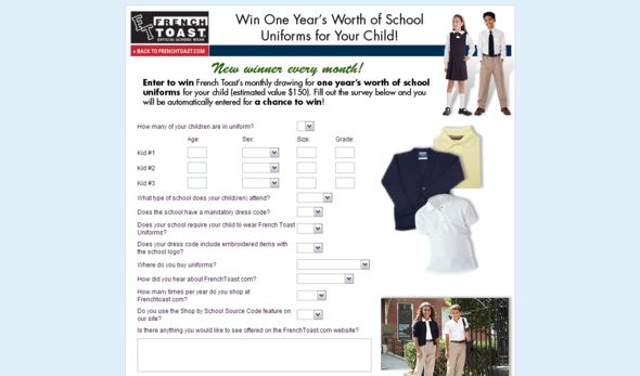 FrenchToast.com Uniform Giveaway Sweepstakes