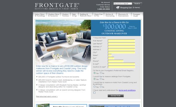 Frontgate Coastal Living Outdoor Makeover Sweepstakes