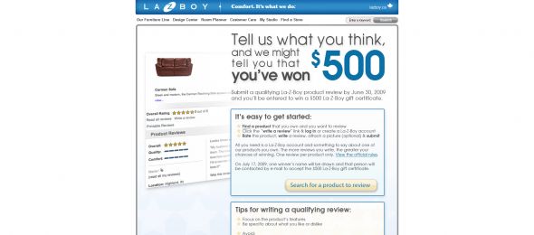 La-Z-Boy Ratings & Reviews Giveaway
