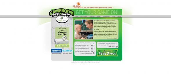 Children’s Miracle Network Microsoft Xbox 360 Gameroom Giveaway Promotion