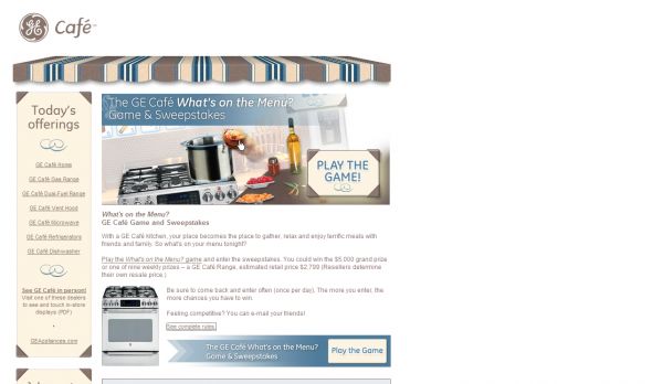 GE Café What’s On the Menu Sweepstakes