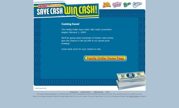 Family Dollar Save Cash, Win Cash!