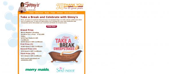 Ginny’s Take A Break Sweepstakes Ginny’s Take A Break Sweepstakes