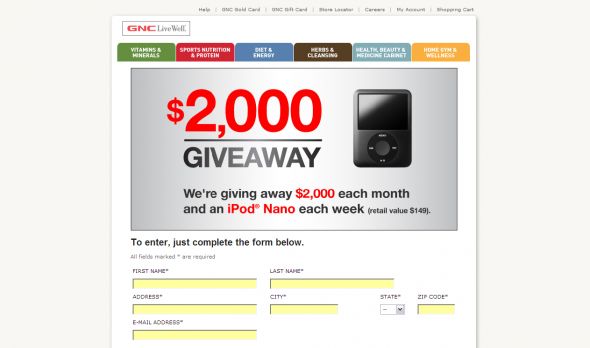 GNC $2,000 GIVEAWAY