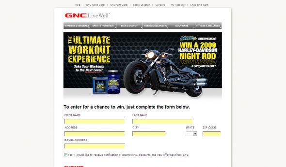 GNC MHP Ultimate Workout Sweepstakes