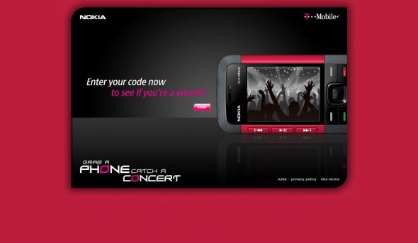 The Nokia / T-Mobile XpressMusic Ticket Offer Online Instant Win Game