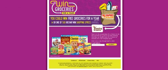 Win Free Groceries for a Year from Family Dollar and Feeding Dreams Sweepstakes Win Free Groceries for a Year from Family Dollar and Feeding Dreams Sweepstakes