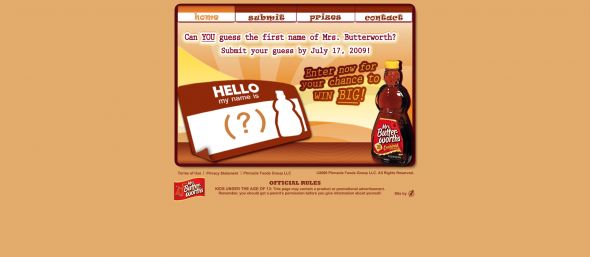 Can You Guess Mrs. Butterworth’s First Name Contest