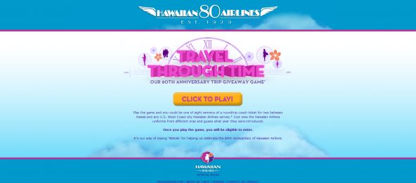 Hawaiian Airlines 80th Anniversary Travel-Through-Time Giveaway Sweepstakes