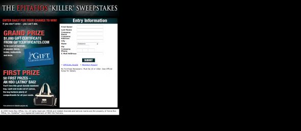 HBO Latino Epitafios Killer Sweepstakes