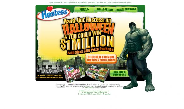 The Hostess HULK Out Halloween Chance for a Million Dollars Sweepstakes