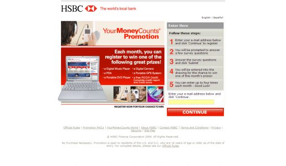 2009 HSBC YourMoneyCounts Sweepstakes