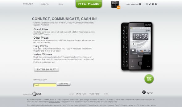 HTC Fuze Connect, Communicate, Cash In Promotion