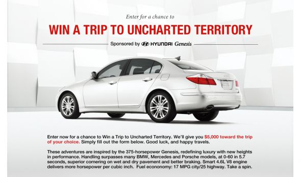 Hyundai Genesis Performance Adventure Sweepstakes