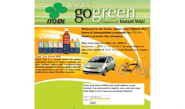 Teas’ Tea “Go Green. Good Luck!” Instant Win Game & Sweepstakes