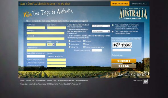 The Jacob’s Creek Australia Sweepstakes