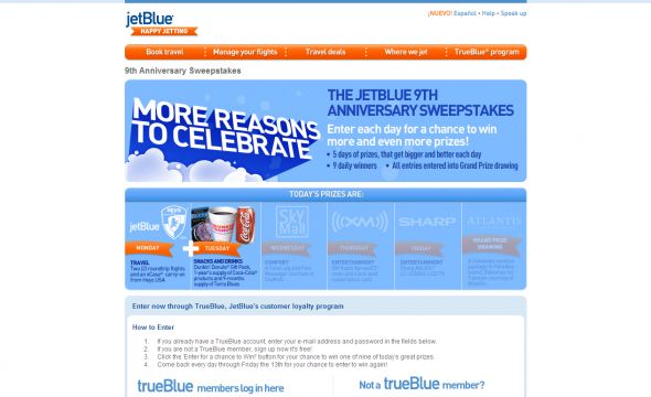 JetBlue 9th Anniversary Sweepstakes