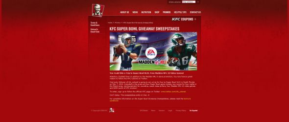 KFC Super Bowl Giveaway Sweepstakes