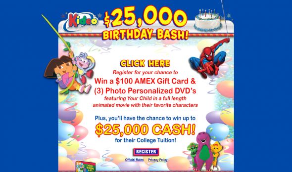 Kideo $25,000 Birthday Bash Sweepstakes