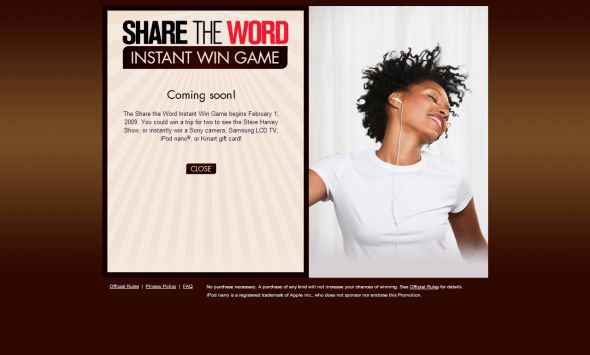 Kmart Share the Word Instant Win Game