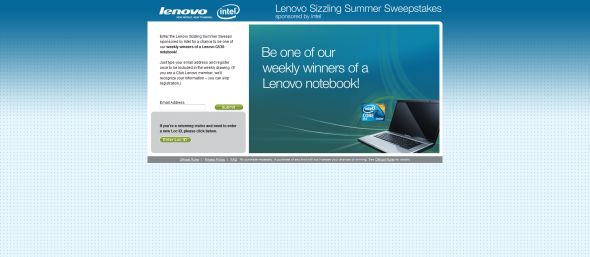 Lenovo Sizzling Summer Sweepstakes
