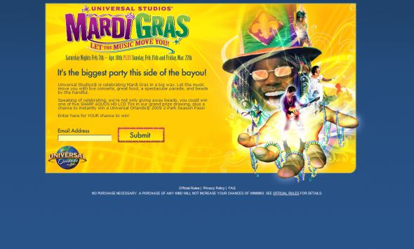 Universal Orlando Mardi Gras Instant Win and Sweepstakes