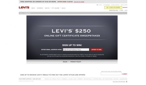 The Levi’s $250 Online Gift Certificate Sweepstakes