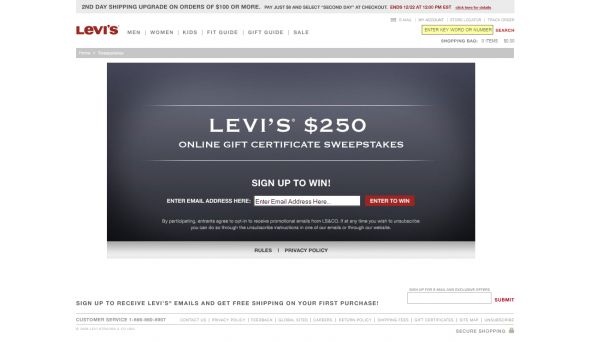 Levi’s $250 Online Shopping Spree Sweepstakes