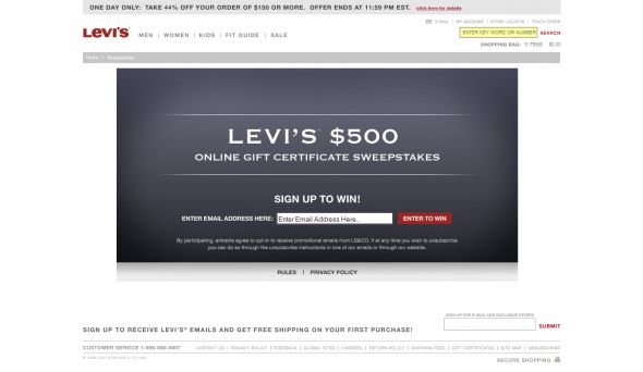 Levi’s $500 Online Shopping Spree Sweepstakes