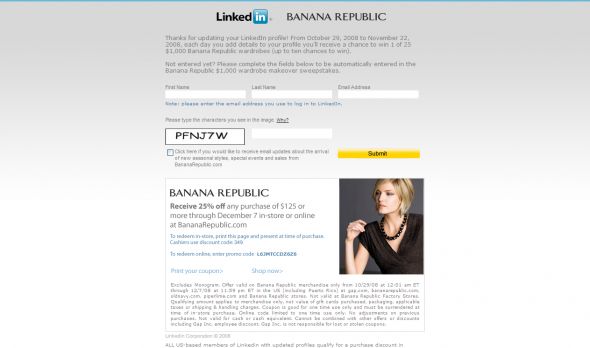Linkedin & Banana Republic Makeover Promotion