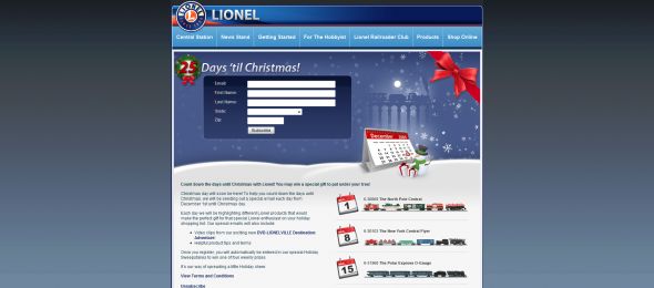 Lionel 25 Days of Christmas Sweepstakes