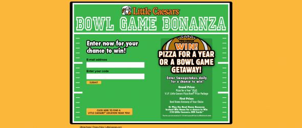 Little Caesars Bowl Game Bonanza Sweepstakes & Instant Win Game