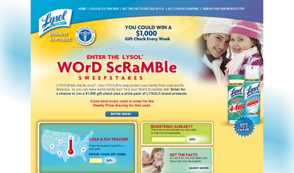 Lysol Word Scramble Sweepstakes