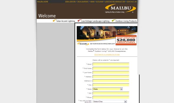 The Malibu Outdoor Living $20,000 Sweepstakes