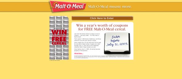 Malt-O-Meal Free Cereal Sweepstakes