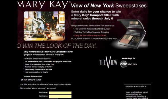 Mary Kay & ABC present The View of New York Sweepstakes