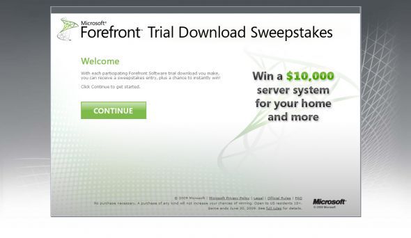 Microsoft Forefront Trial Download Sweepstakes