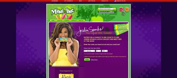 MIKE AND IKE Jordin Sparks 2009 Summer Show Instant Win Game