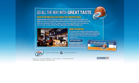 Miller Lite Vegas VIP Weekend Sweepstakes Promotion