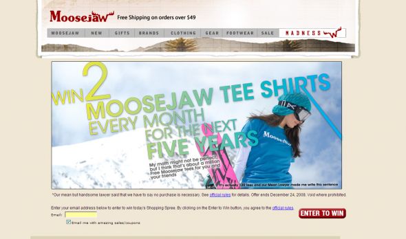 Win 2 Moosejaw Tee Shirts Every Month For The Next Five Years Sweepstakes