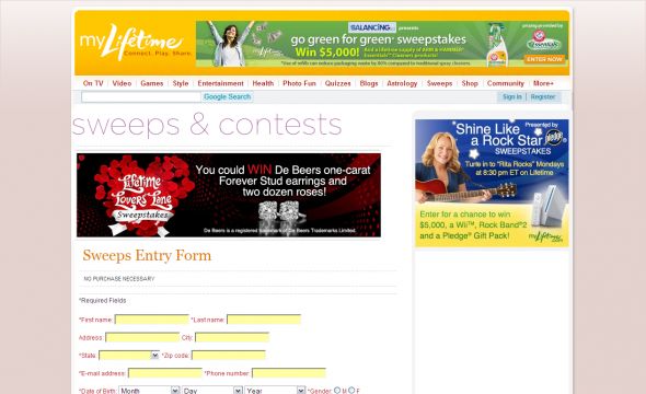 Lifetime’s Lover’s Lane Sweepstakes