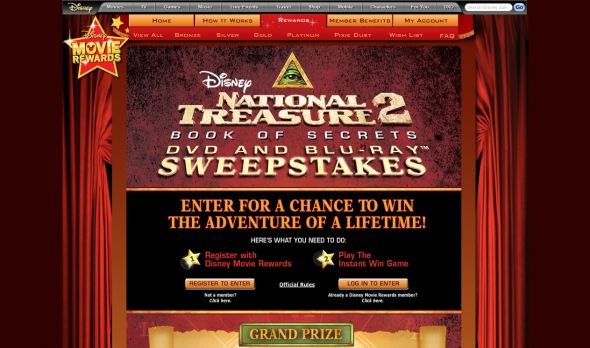 Disney National Treasure 2 Book of Secrets DVD and Blu-Ray Sweepstakes